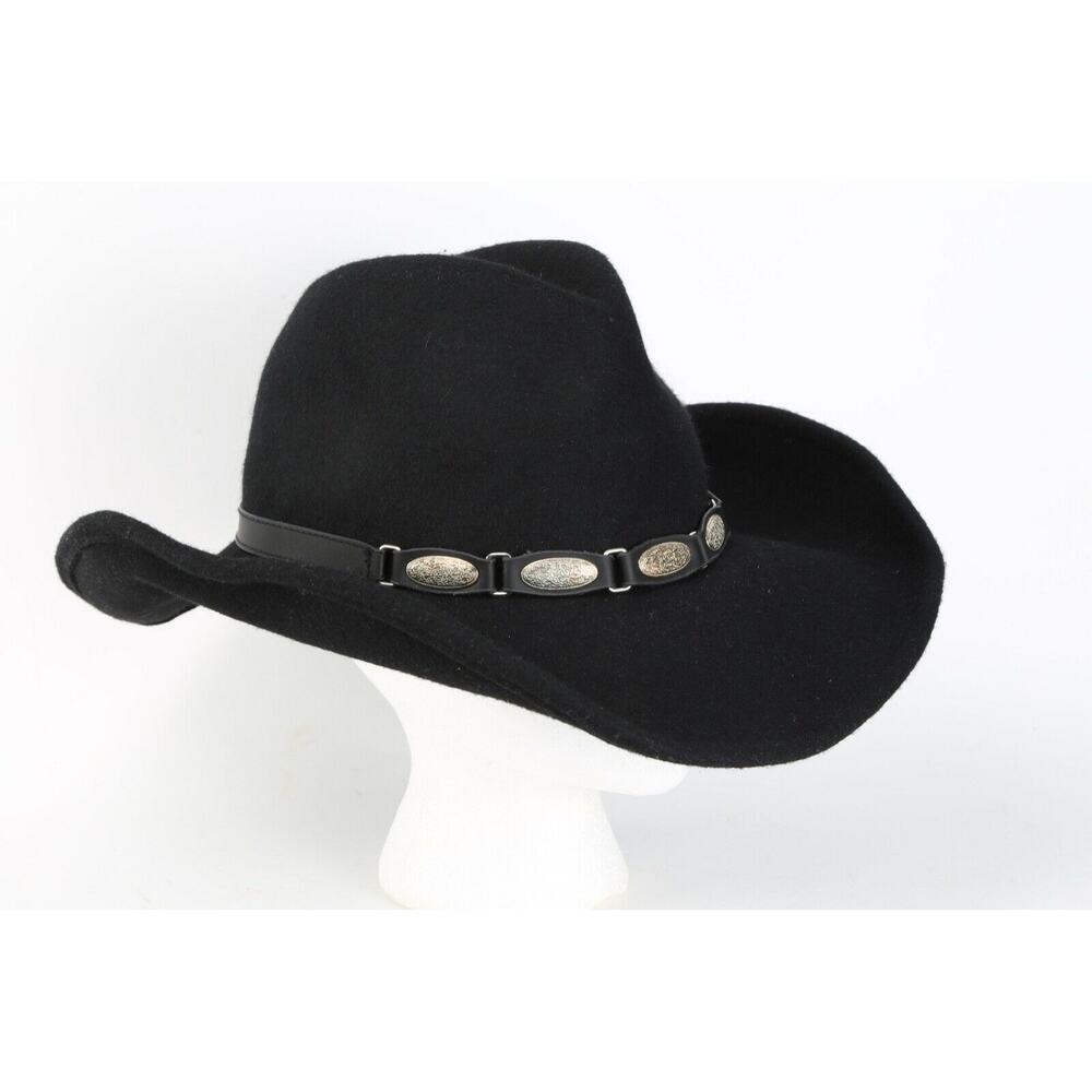 SCALA Black Wool Fedora Cowboy Western Hat One Size